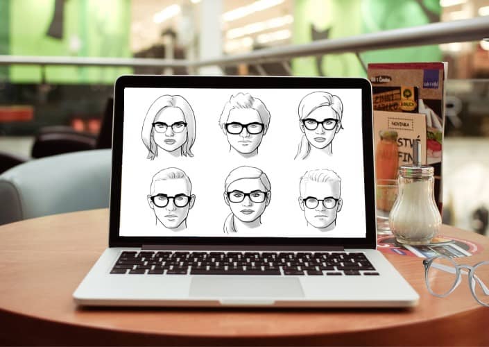 Попробуйте очки на своей фотографии в Интернете, чтобы найти идеальную оправу